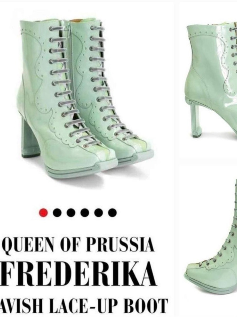 John Fluevog Frederika Mint Lace-Up Heeled Boots